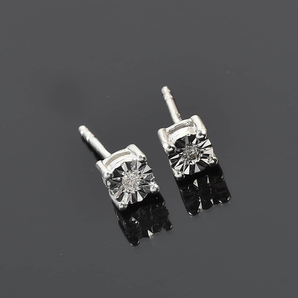 Moissanite Accent Solitaire Stud Earrings in Sterling Silver image number 1