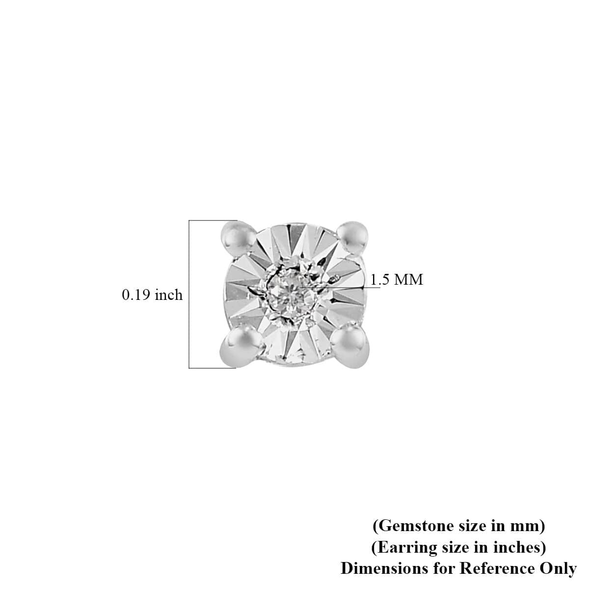 Moissanite Accent Solitaire Stud Earrings in Sterling Silver image number 4