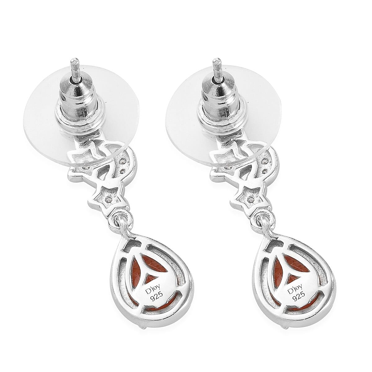 Korevora Sunstone and White Zircon Celestial Dangle Earrings in Platinum Over Sterling Silver 2.40 ctw image number 3