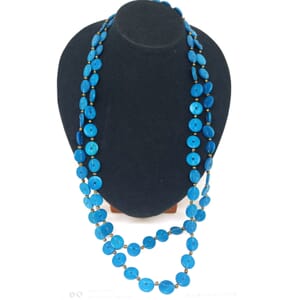 Blue Coco Puckalet 15mm With Glass Beaded Accent Endless Necklace 60 Inches