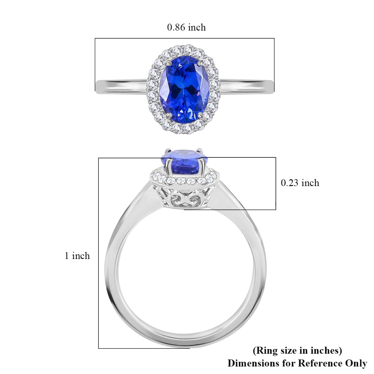 Certified & Appraised Rhapsody AAAA Tanzanite and E-F VS Diamond 1.60 ctw Halo Ring in 950 Platinum (Size 7.5) 5.40 Grams image number 4