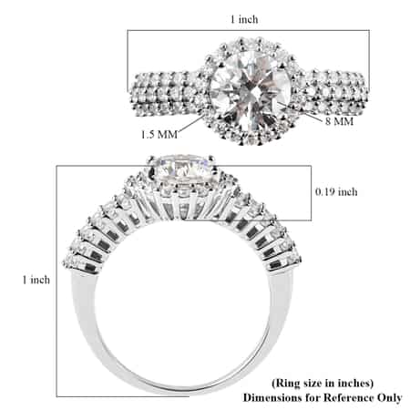 Lustro Stella Made with Finest CZ Floral Ring in Rhodium Over Sterling Silver (Size 9.0) 4.90 ctw image number 5