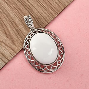 Karis Luna Chalcedony 13.40 ctw Solitaire Pendant without Chain in Platinum Bond