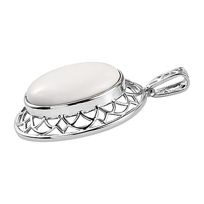 Karis Luna Chalcedony 13.40 ctw Solitaire Pendant without Chain in Platinum Bond