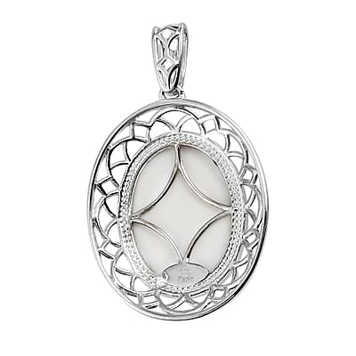 Karis Luna Chalcedony 13.40 ctw Solitaire Pendant without Chain in Platinum Bond