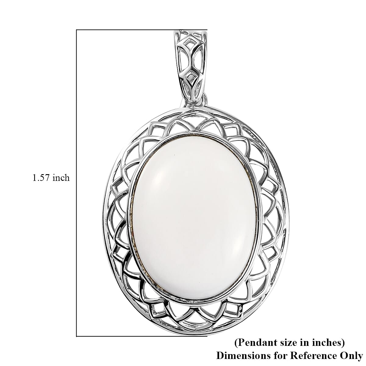 Karis Luna Chalcedony 13.40 ctw Solitaire Pendant without Chain in Platinum Bond