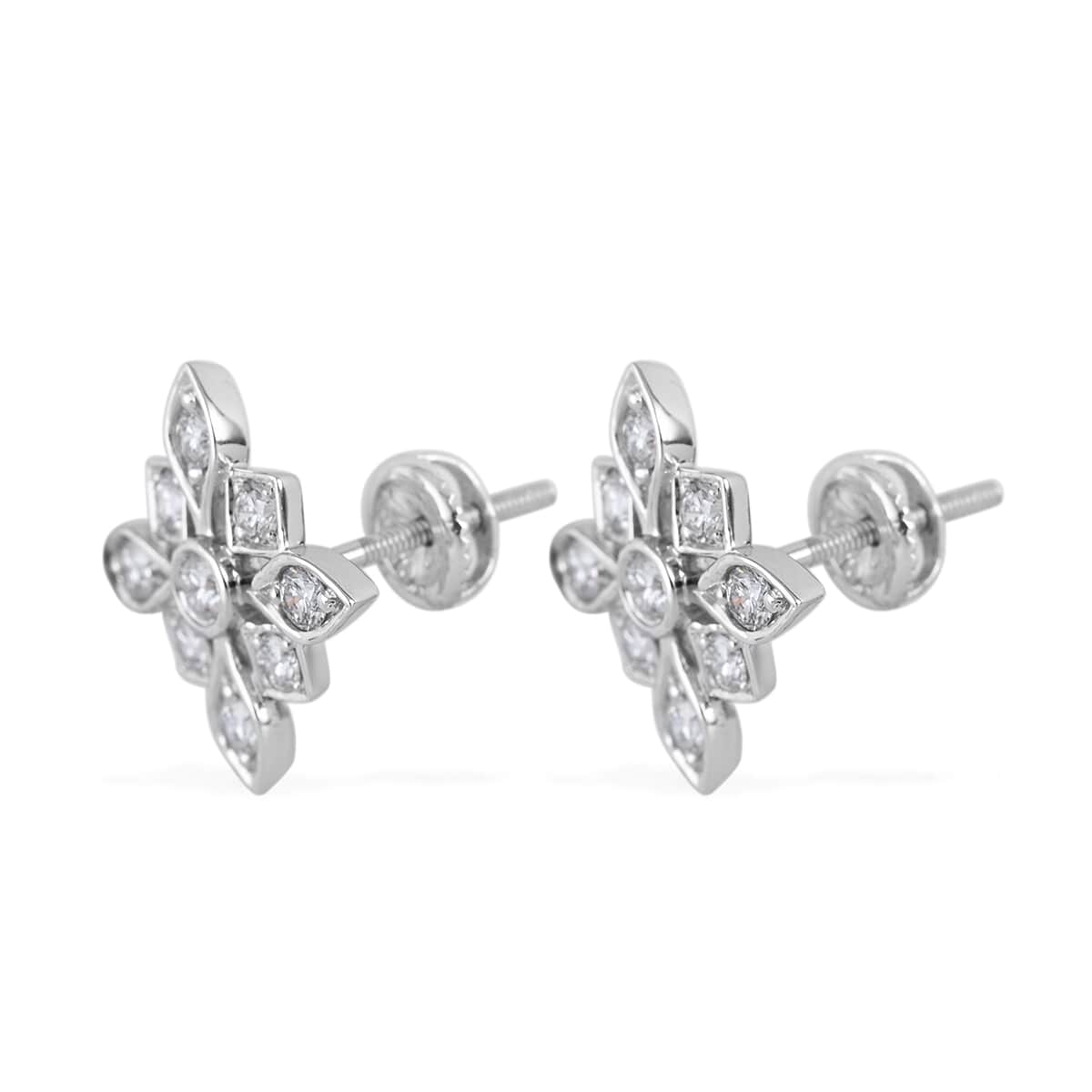 IGI Certified Rhapsody 950 Platinum E-F VS Diamond Flower Stud Earrings 5.94 Grams 1.00 ctw image number 2