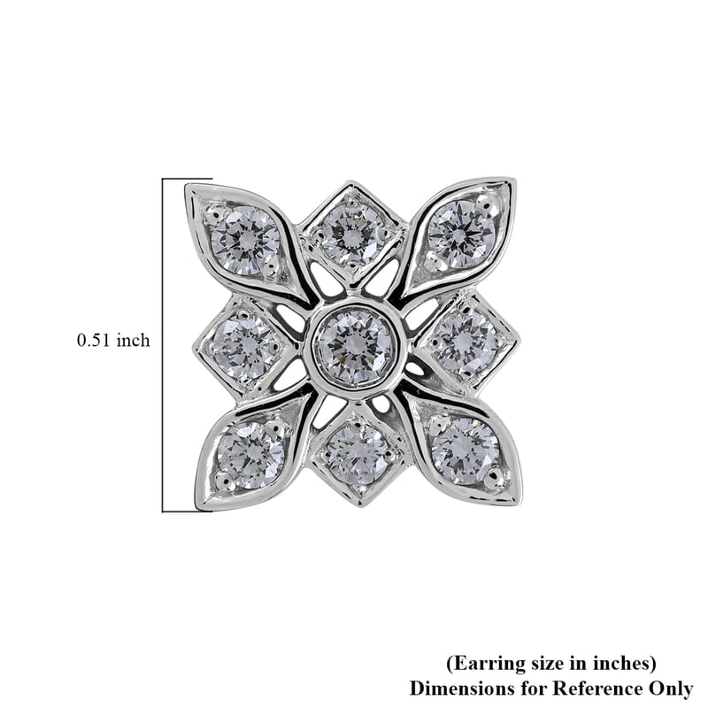 IGI Certified Rhapsody 950 Platinum E-F VS Diamond Flower Stud Earrings 5.94 Grams 1.00 ctw