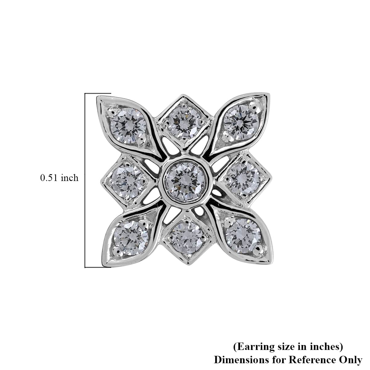 IGI Certified Rhapsody 950 Platinum E-F VS Diamond Flower Stud Earrings 5.94 Grams 1.00 ctw image number 3