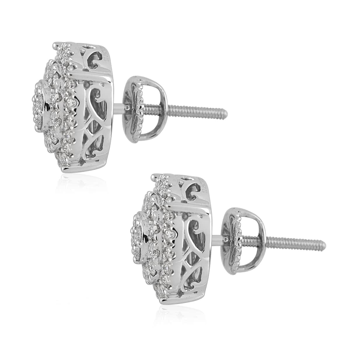 IGI Certified Rhapsody 950 Platinum E-F VS Diamond Stud Earrings 7.10 Grams 1.00 ctw image number 2