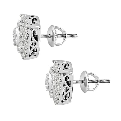 IGI Certified Rhapsody 950 Platinum E-F VS Diamond Stud Earrings 7.10 Grams 1.00 ctw