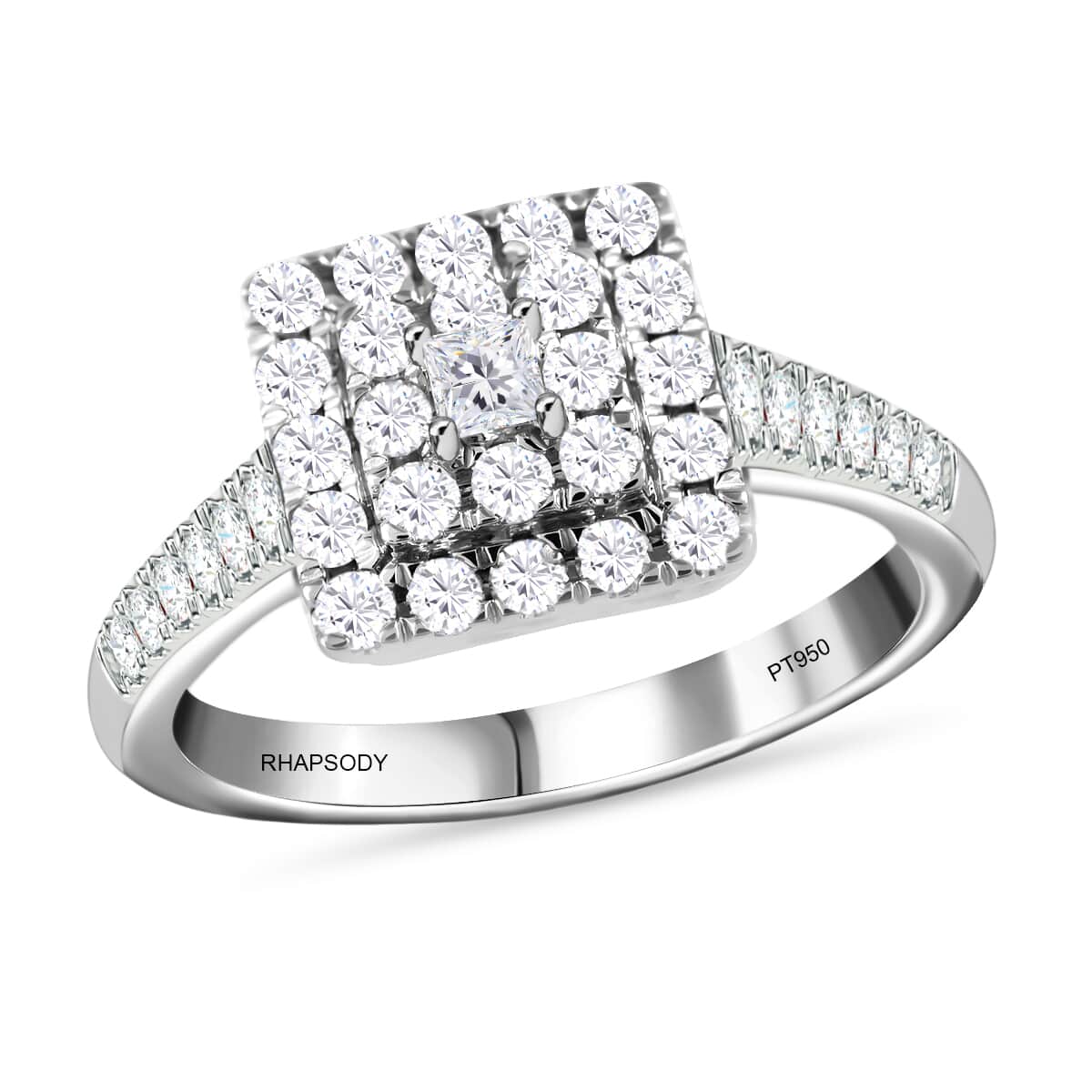 RHAPSODY IGI Certified 950 Platinum Diamond E-F VS Ring 6.40 Grams 1.00 ctw image number 0