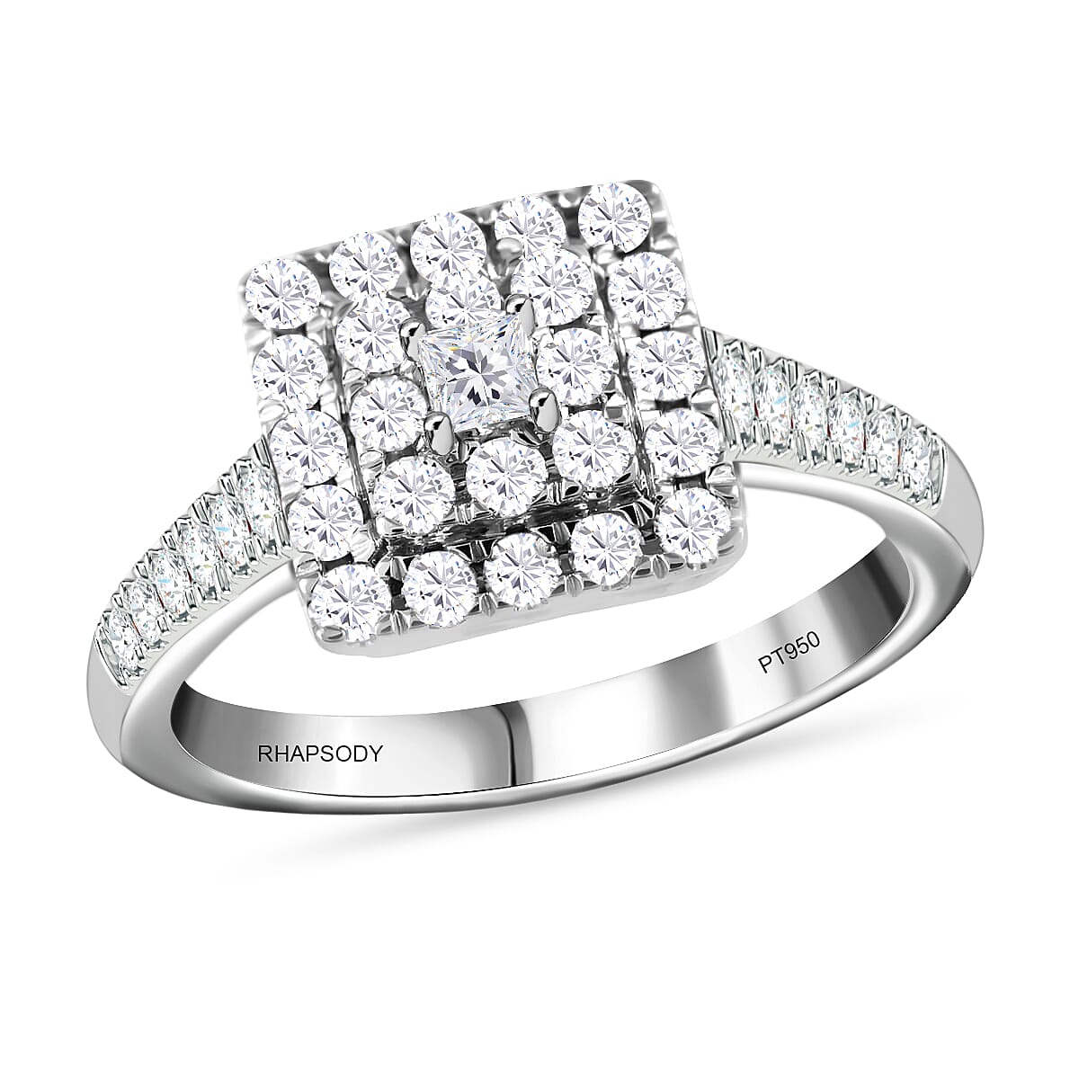 Rhapsody IGI Certified 950 Platinum Diamond E-F VS Ring (Size 10.0) 6.40 Grams 1.00 ctw image number 0