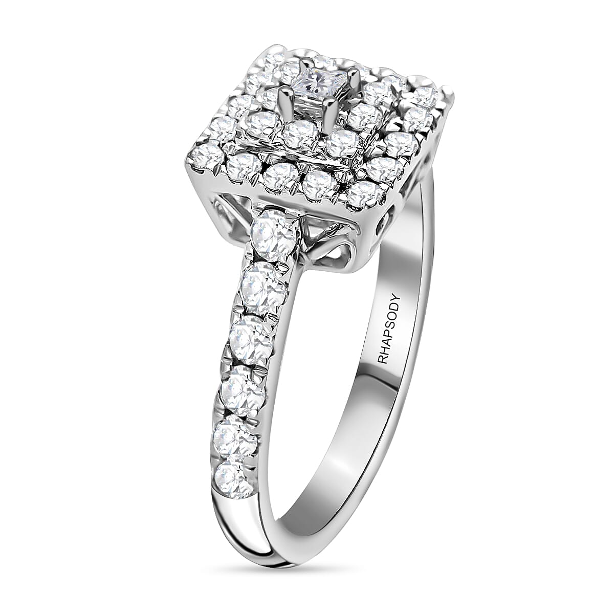 Rhapsody IGI Certified 950 Platinum Diamond E-F VS Ring (Size 10.0) 6.40 Grams 1.00 ctw