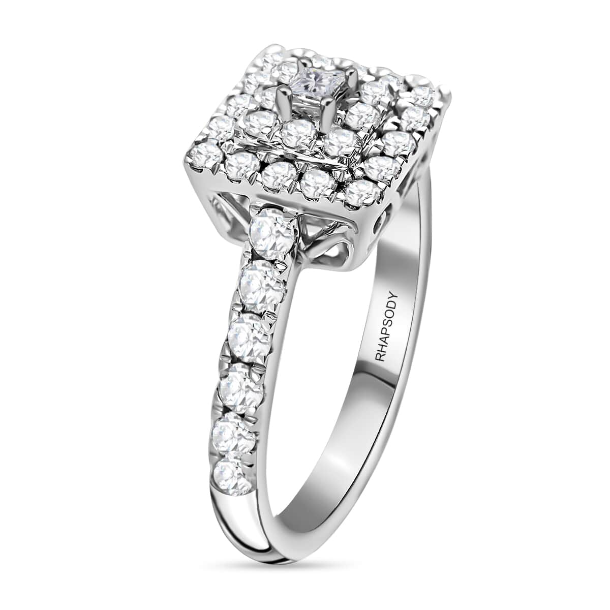 RHAPSODY IGI Certified 950 Platinum Diamond E-F VS Ring 6.40 Grams 1.00 ctw image number 2