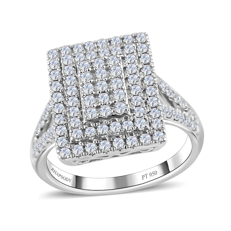 Rhapsody 950 Platinum IGI Certified Diamond E-F VS Ring (Size 10.0) 7.70 Grams 1.00 ctw