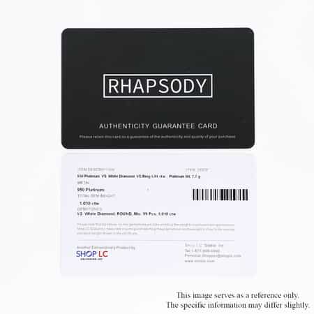 Rhapsody IGI Certified 950 Platinum E-F VS Diamond Ring (Size 6.0) 7.70 Grams 1.00 ctw image number 6