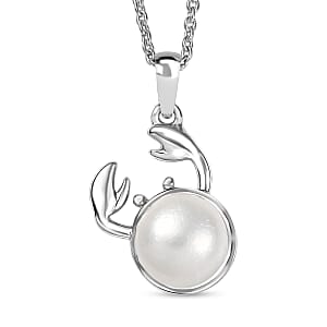 Freshwater Pearl Cancer Zodiac Pendant Necklace in Platinum Over Sterling Silver 18 Inches