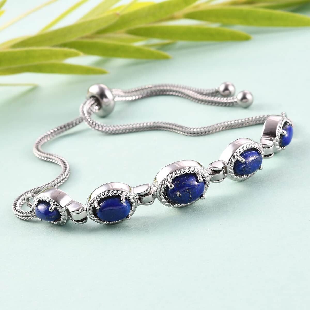 Lapis Lazuli Bolo Bracelet in Stainless Steel 5.20 ctw image number 1