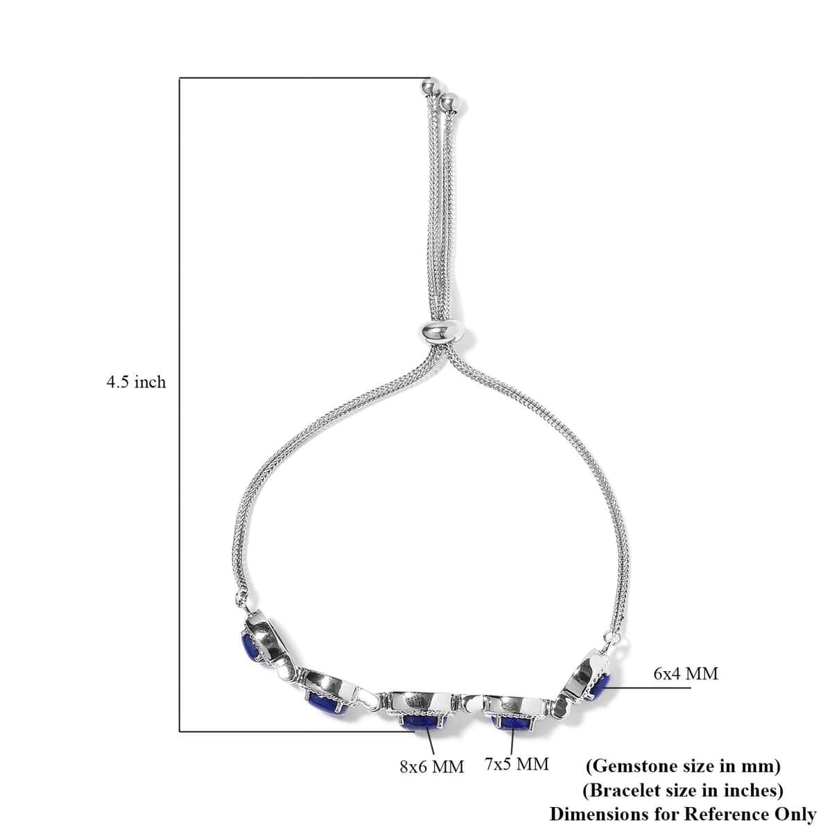 Lapis Lazuli Bolo Bracelet in Stainless Steel 5.20 ctw image number 4