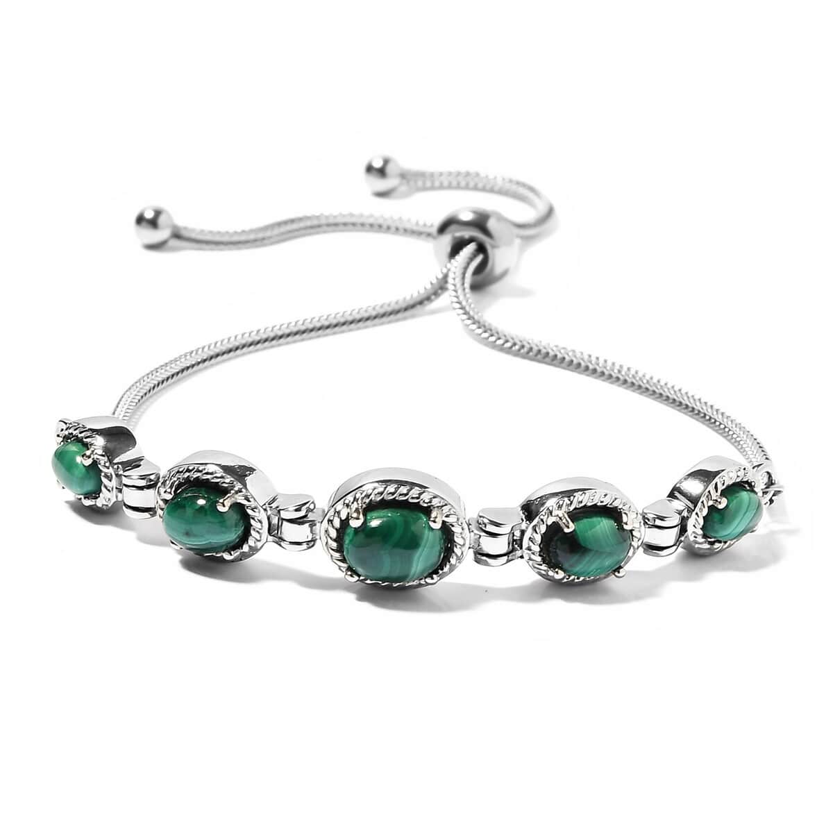 African Malachite Bolo Bracelet in Stainless Steel 6.20 ctw image number 0