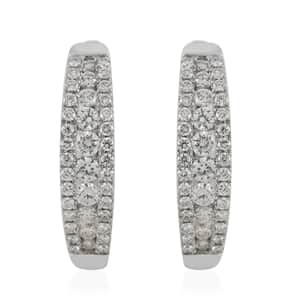 Rhapsody IGI Certified 950 Platinum E-F VS Diamond Hoop Earrings 7.75 Grams 1.00 ctw