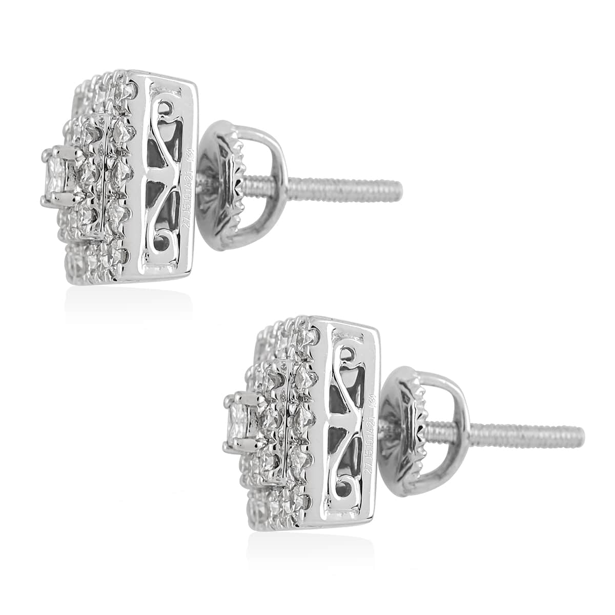 Rhapsody 950 Platinum IGI Certified E-F VS Diamond Stud Earrings 6.85 Grams 1.10 ctw image number 2