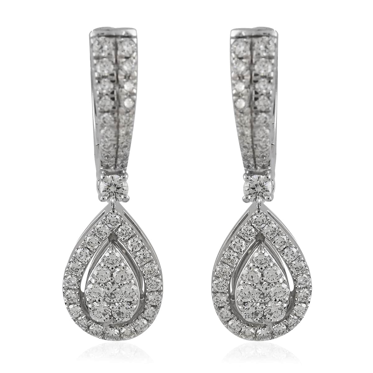IGI Certified Rhapsody 950 Platinum E-F VS Diamond Dangle Earrings 8 Grams 1.00 ctw image number 0