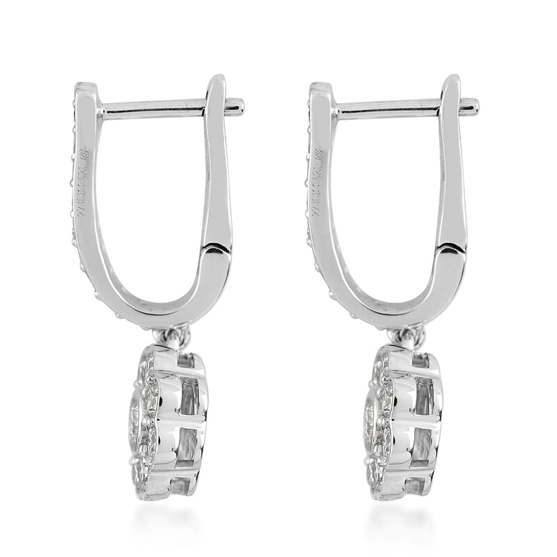 Certified Rhapsody 950 Platinum E-F VS Diamond Hoop Dangle Earrings 6.34 Grams 1.00 ctw