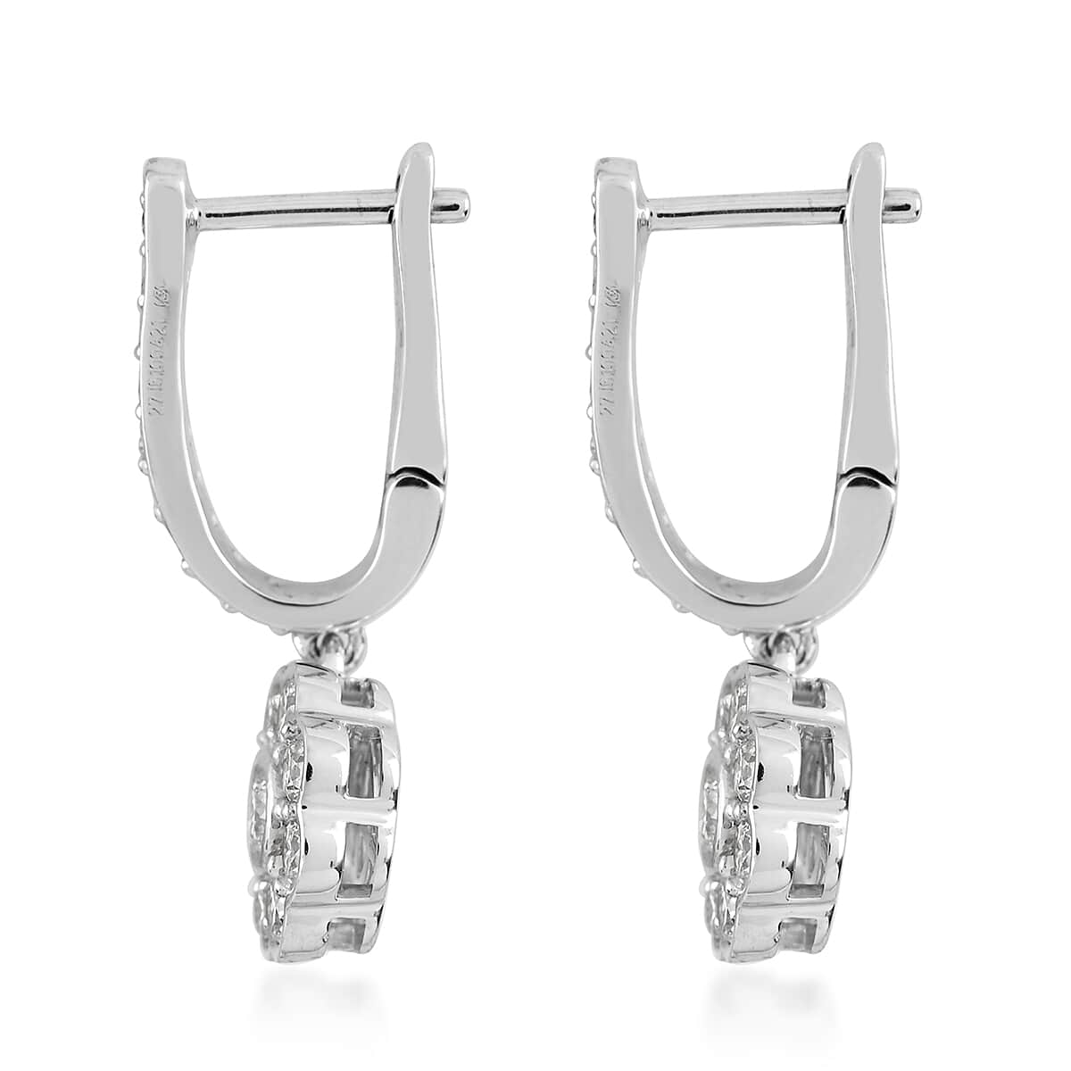 Certified Rhapsody 950 Platinum E-F VS Diamond Hoop Dangle Earrings 6.34 Grams 1.00 ctw image number 2
