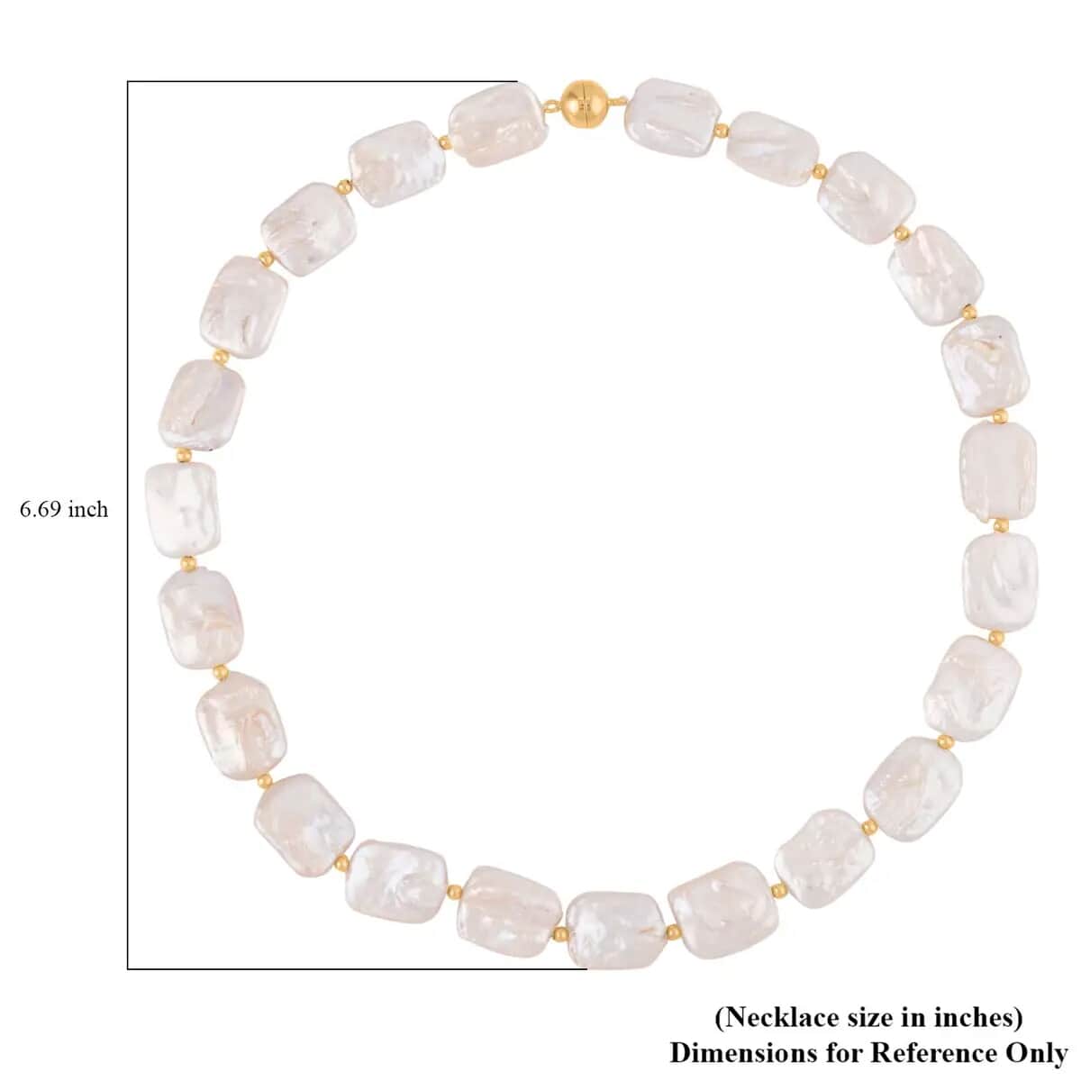 White Coin Freshwater Cultured Pearl Necklace (20 Inches) in 14K YG Over Sterling Silver image number 5