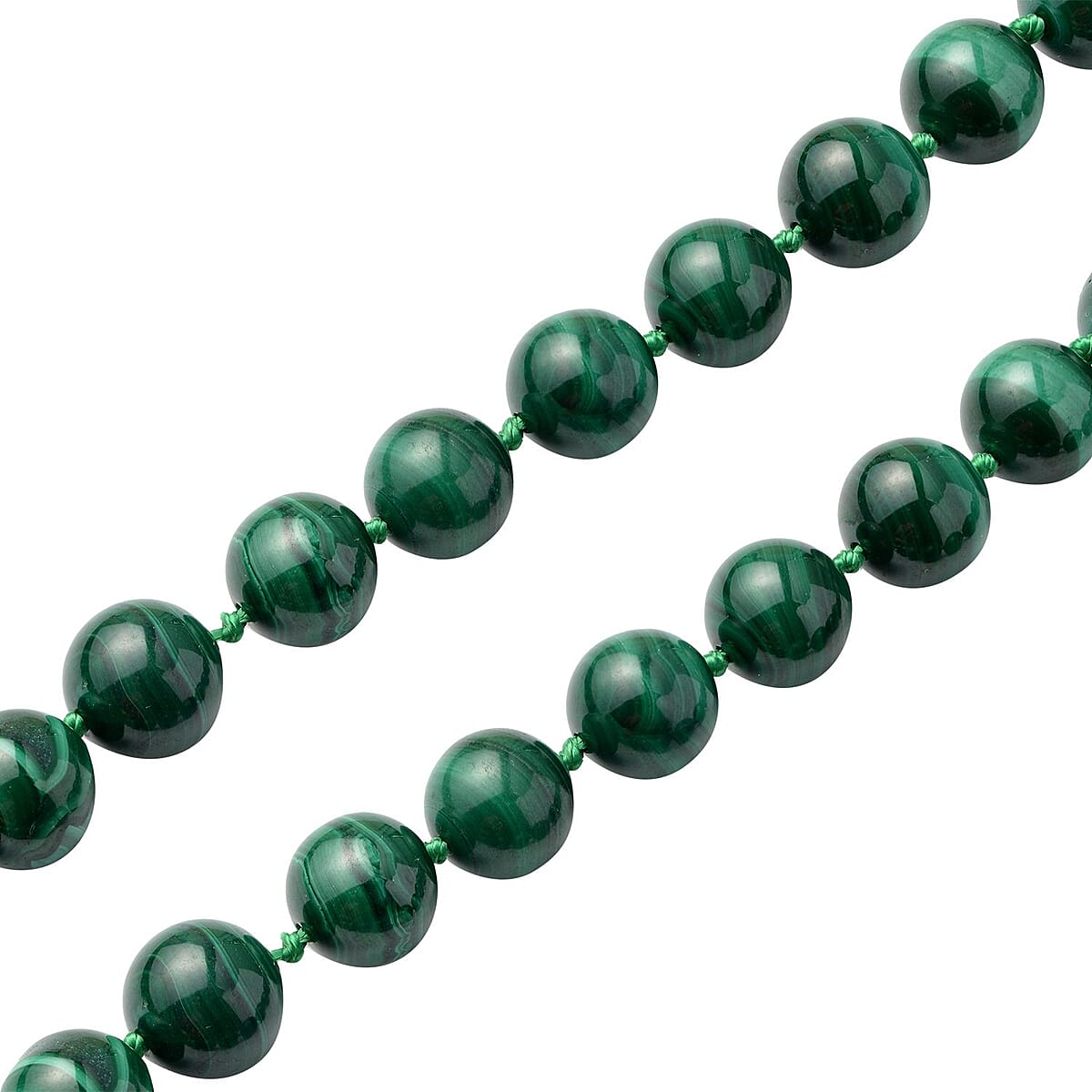 African Malachite Beaded Necklace 18-22 Inches with Magnetic Clasp in Rhodium Over Sterling Silver 419.00 ctw image number 2