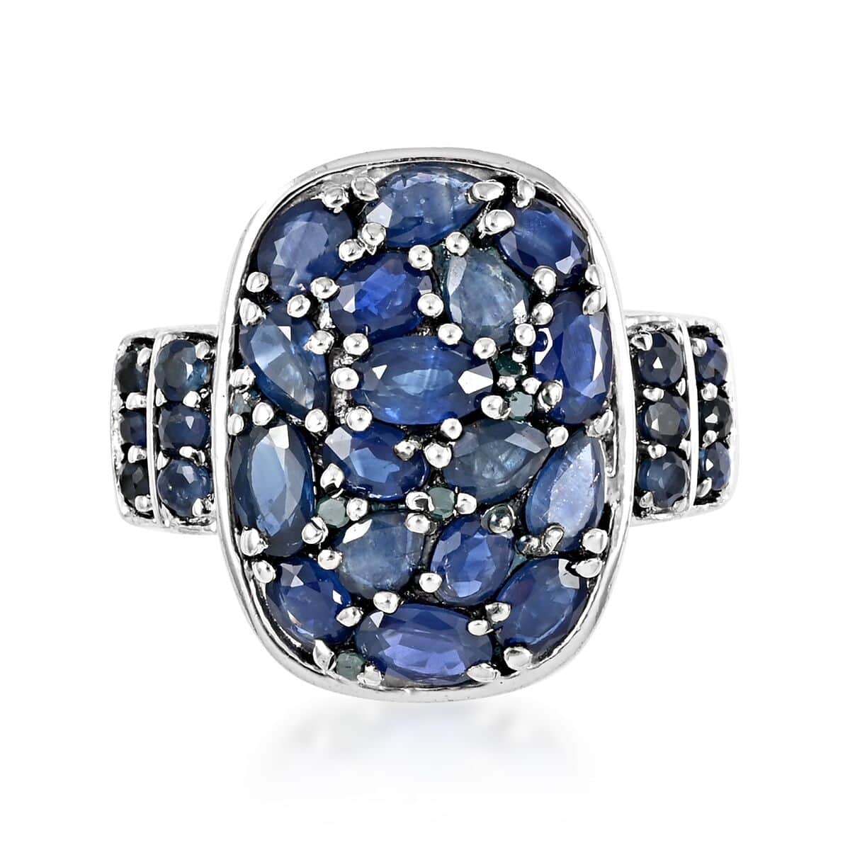 Kanchanaburi Blue Sapphire and Multi Gemstone Ring in Platinum Over Sterling Silver (Size 6.0) 5.20 ctw image number 0