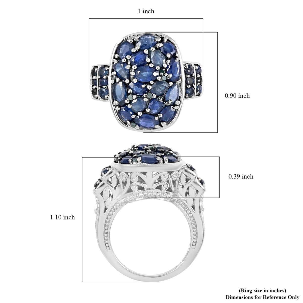 Kanchanaburi Blue Sapphire and Multi Gemstone Ring in Platinum Over Sterling Silver (Size 6.0) 5.20 ctw image number 5