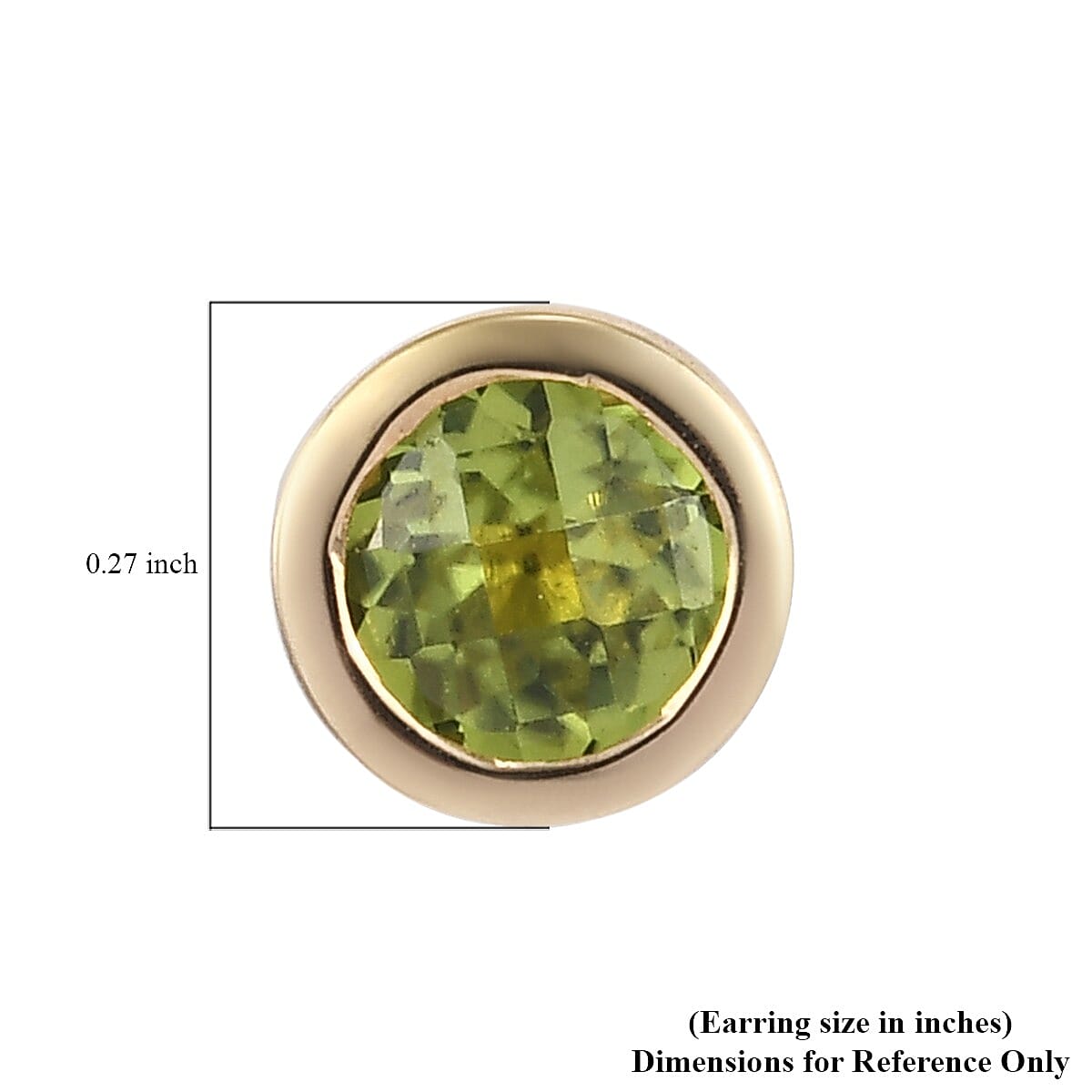 AMERICAN Natural Arizona Peridot Solitaire Stud Earrings in Vermeil Yellow Gold Over Sterling Silver 1.20 ctw image number 5