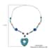 Multi Color Lava, White and Blue Howlite Beaded Necklace with Heart Charm 28 Inches in Silvertone 230.00 ctw image number 4