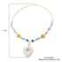 Multi Color Lava, Freshened White and Blue Howlite Beaded Necklace with Heart Charm 28 Inches in Silvertone 218.50 ctw image number 4