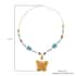 Multi Color Lava, Freshened White and Blue Howlite Beaded Necklace with Butterfly Charm 28 Inches in Silvertone 238.50 ctw image number 5