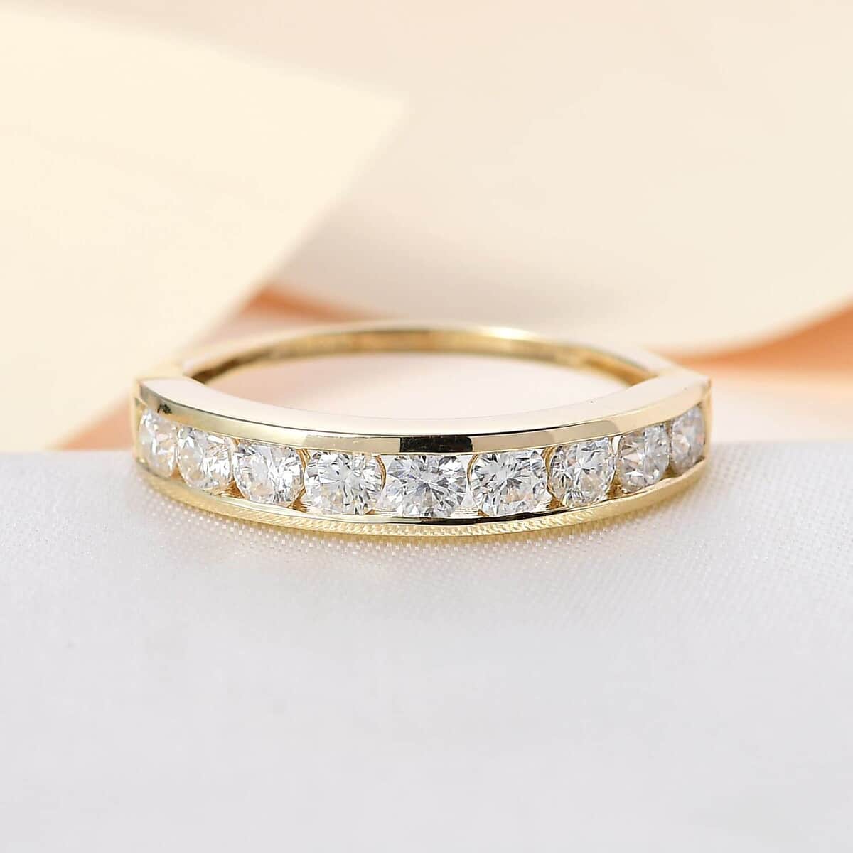  10K Yellow Gold Moissanite Half Eternity Ring (Size 7.0) 0.90 ctw image number 1