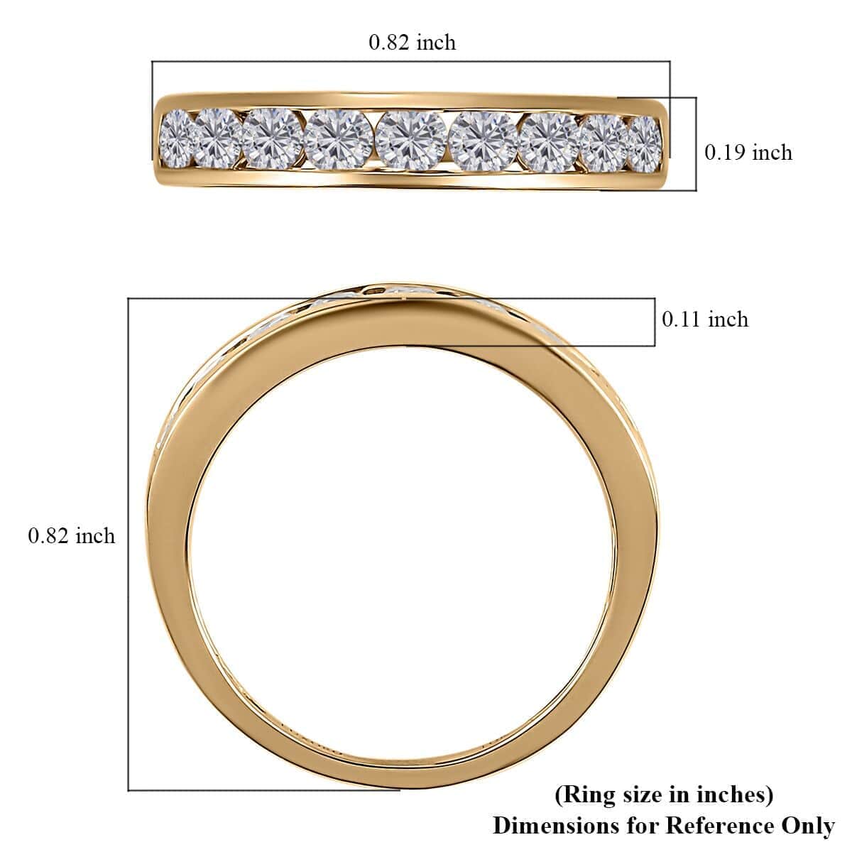  10K Yellow Gold Moissanite Half Eternity Ring (Size 7.0) 0.90 ctw image number 5