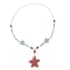 Multi Color Lava, Freshened White and Blue Howlite Beaded Star Charm Necklace 28 Inches in Silvertone 215.50 ctw image number 2
