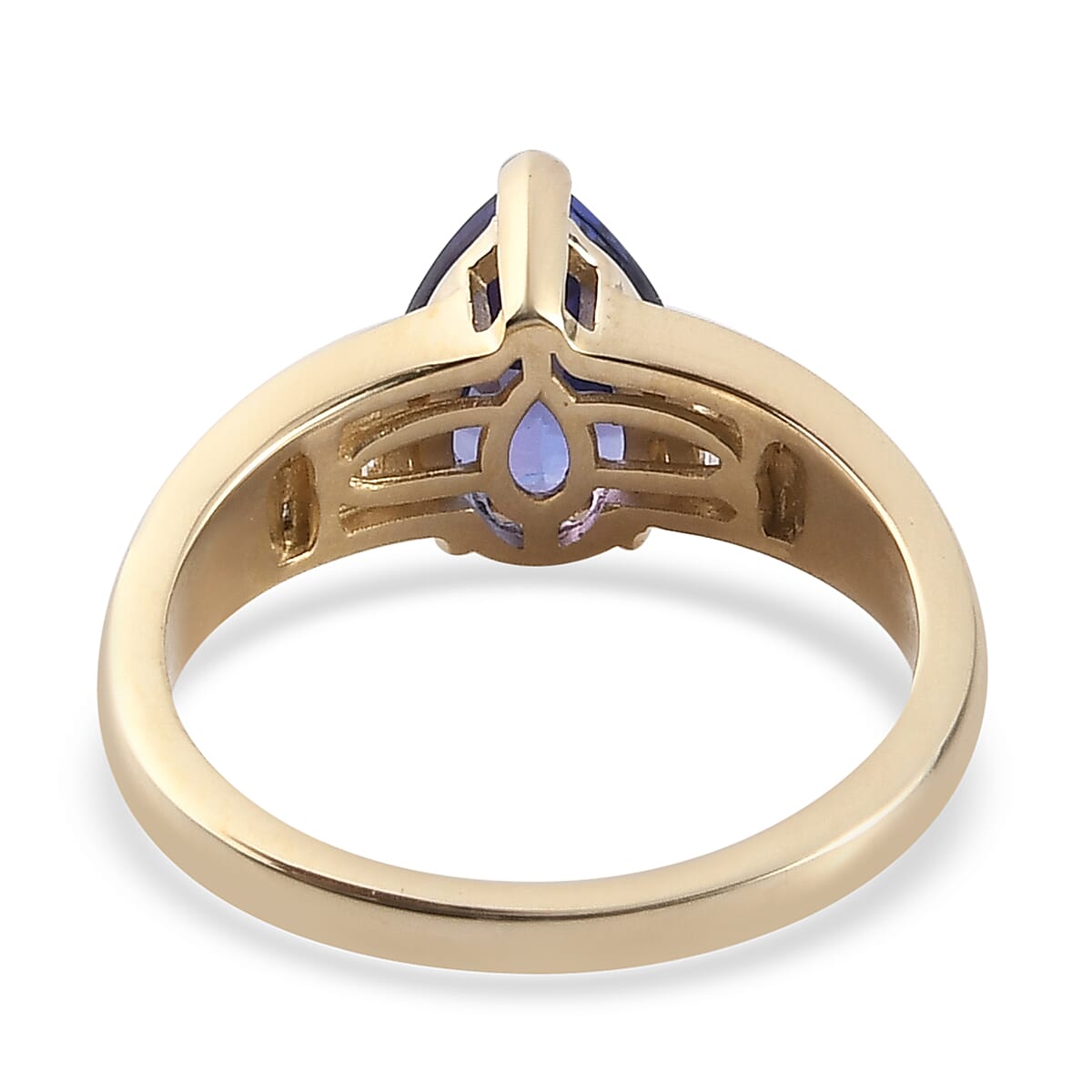 Luxoro 10K Yellow Gold Premium Tanzanite and Diamond Pear Shape Ring (Size 9.0) 2.00 ctw image number 4
