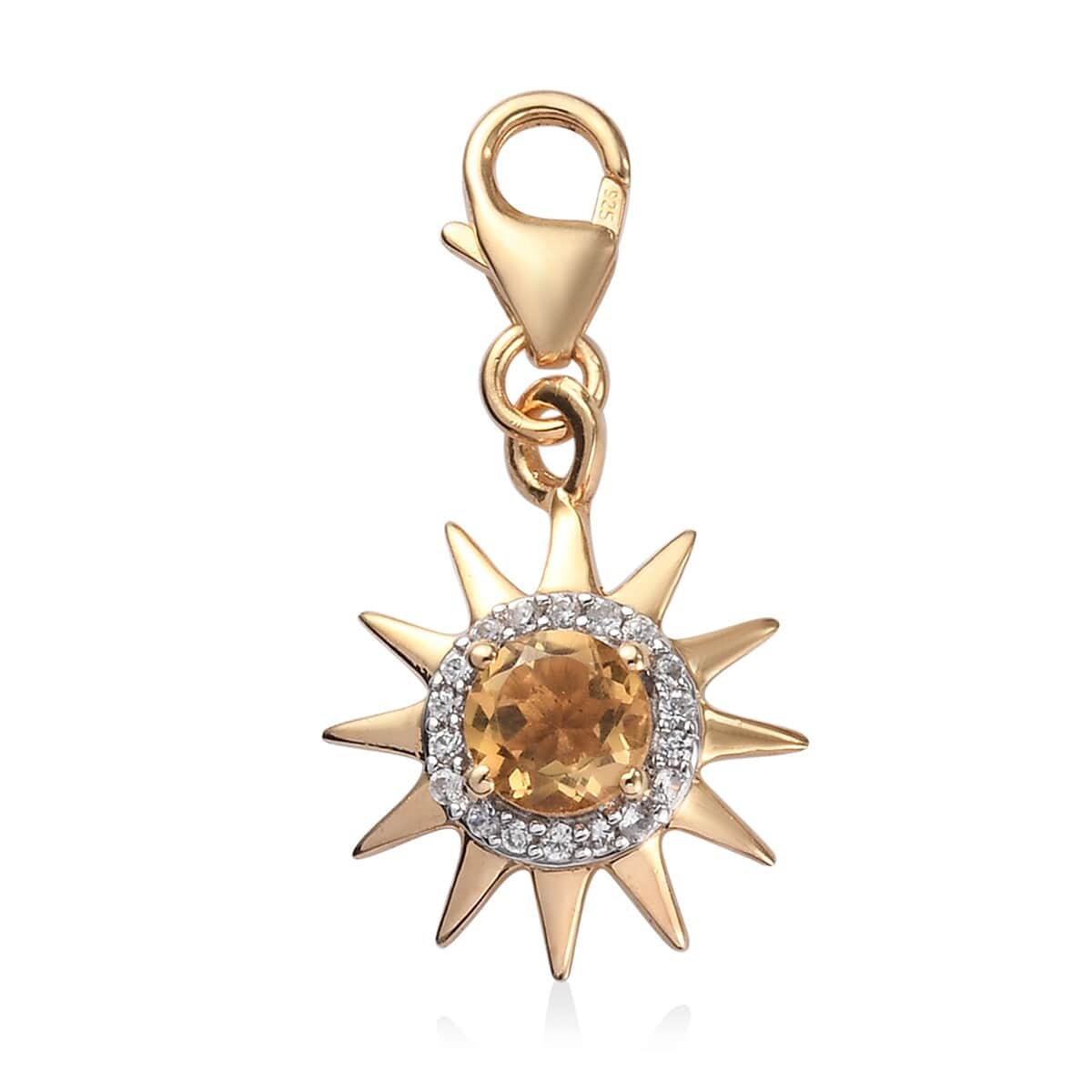 Charmes D'Joy Brazilian Citrine and Zircon Sunburst Charm in Vermeil Yellow Gold Over Sterling Silver 0.60 ctw image number 0