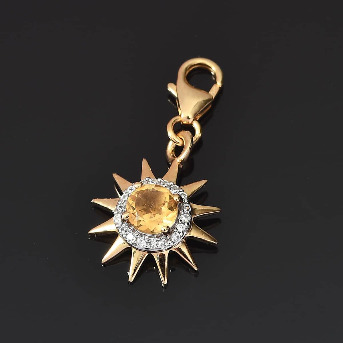 Charmes D'Joy Brazilian Citrine and Zircon Sunburst Charm in Vermeil Yellow Gold Over Sterling Silver 0.60 ctw image number 1