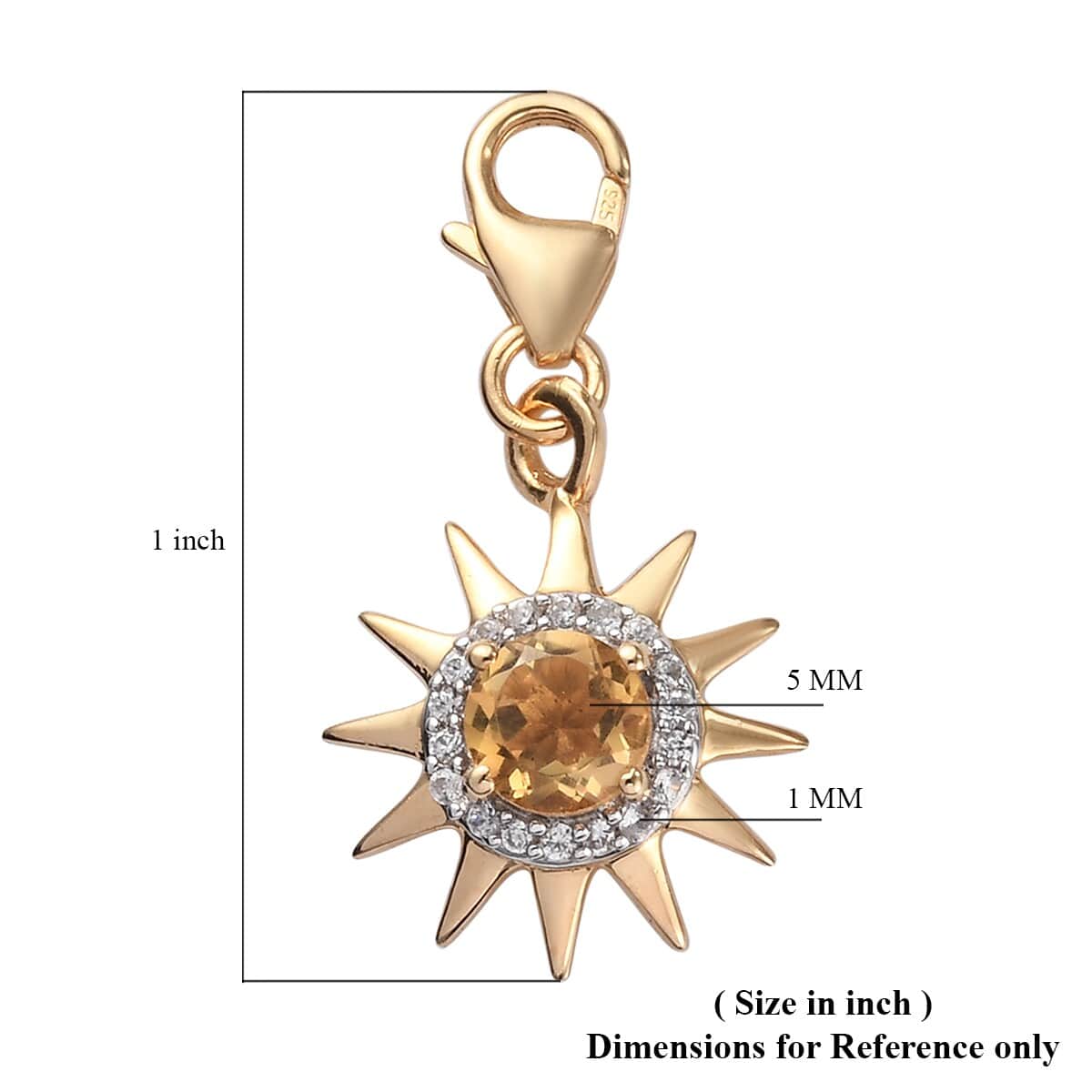 Charmes D'Joy Brazilian Citrine and Zircon Sunburst Charm in Vermeil Yellow Gold Over Sterling Silver 0.60 ctw image number 5