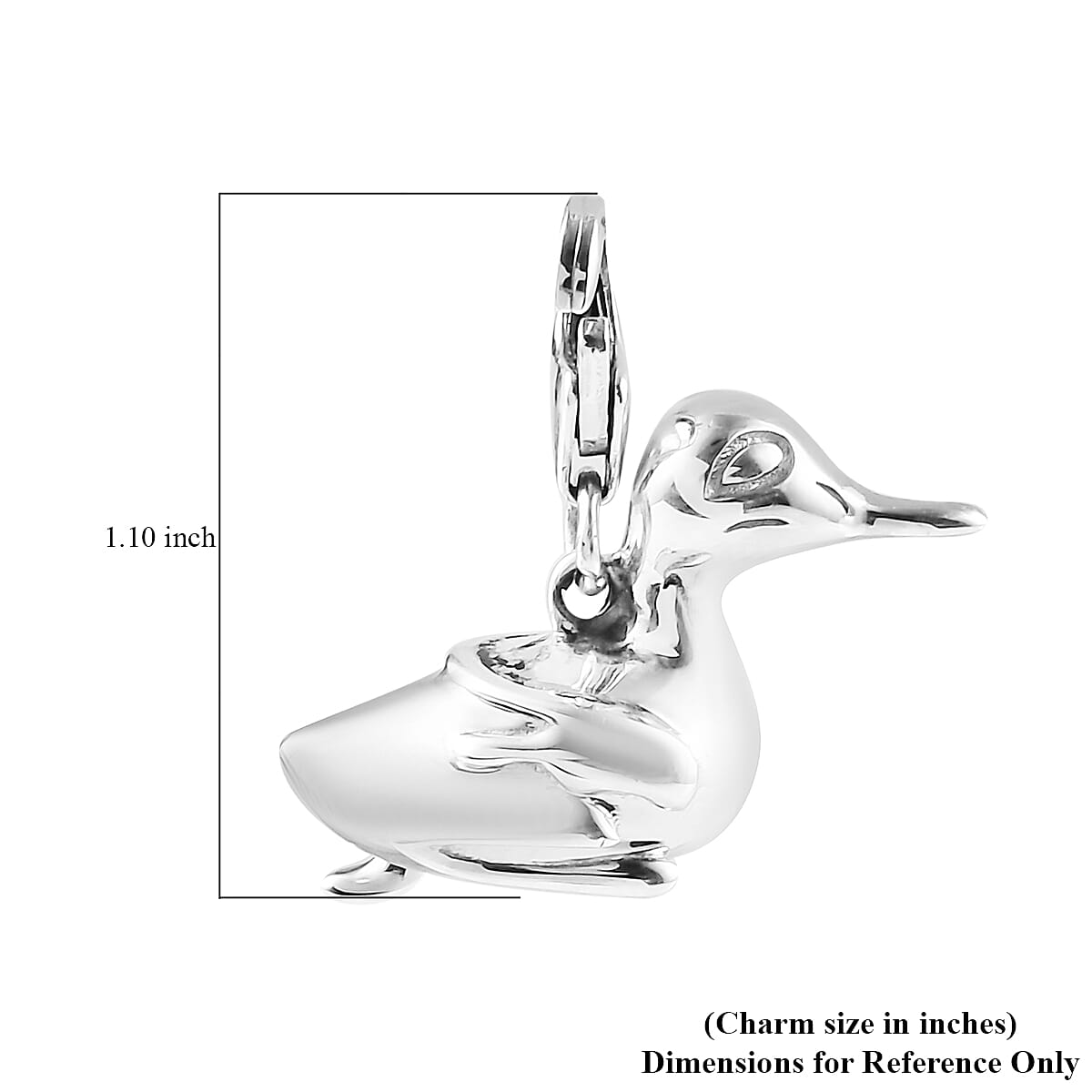 Platinum Over Sterling Silver Duck Charm 5.25 Grams image number 3