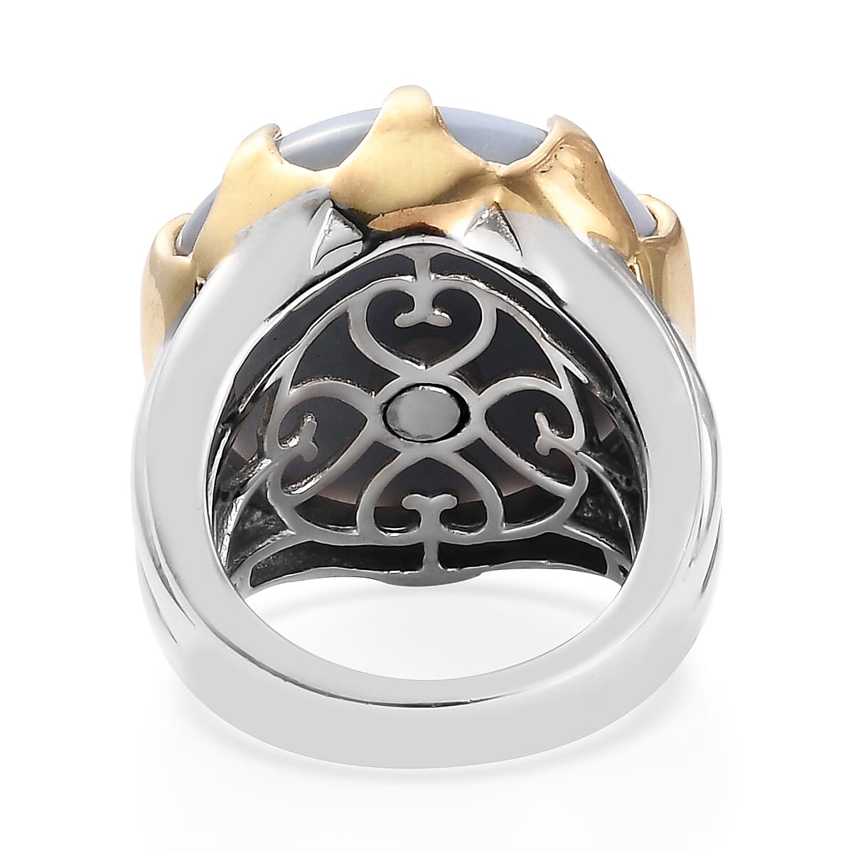 American Oregon Blue Opal Solitaire Ring in 14K Yellow Gold and Platinum Over Copper With Magnet (Size 7.0) 9.05 Grams 16.90 ctw image number 4