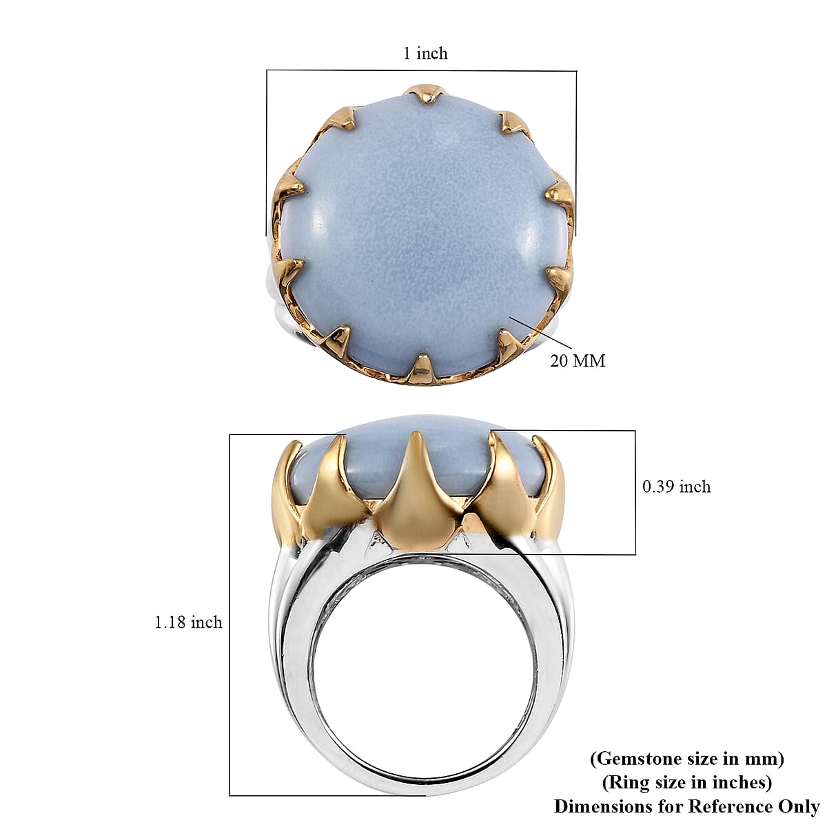 American Oregon Blue Opal Solitaire Ring in 14K Yellow Gold and Platinum Over Copper With Magnet (Size 7.0) 9.05 Grams 16.90 ctw image number 5