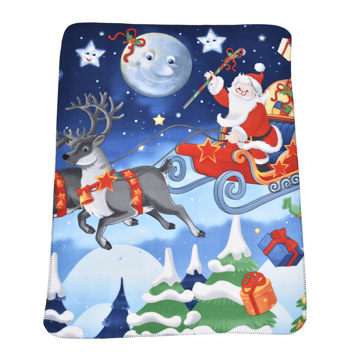 Homesmart Fleece X'mas Santa Claus and Reindeer Pattern Photo Print Blanket image number 1