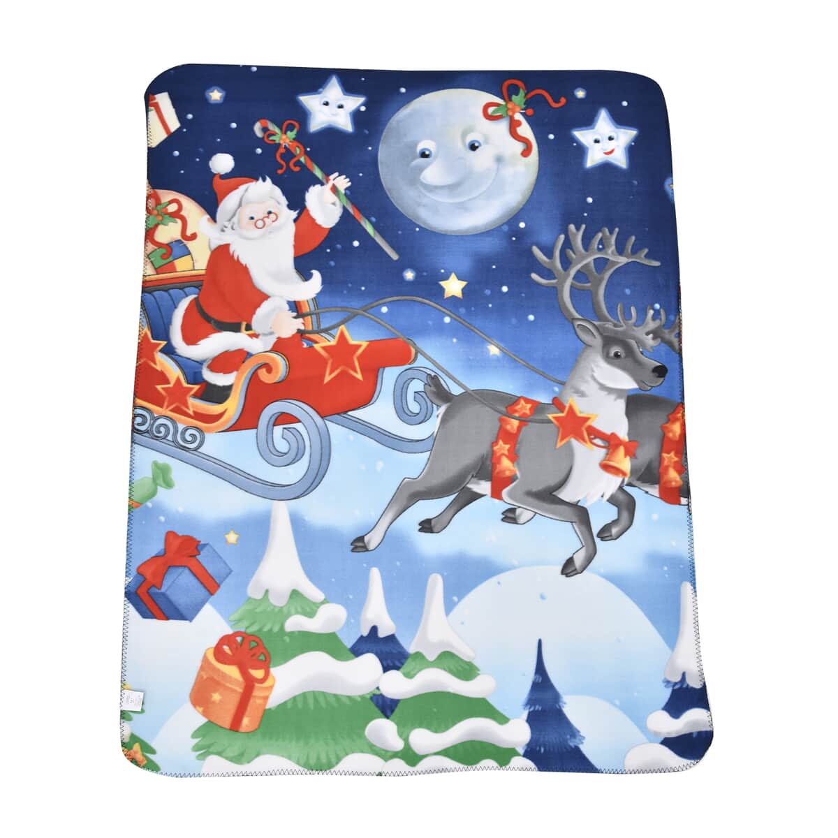 Homesmart Fleece X'mas Santa Claus and Reindeer Pattern Photo Print Blanket image number 2